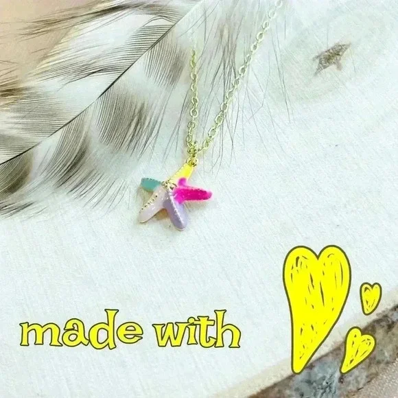 Starfish necklace, dainty minimalist summer jewelry for women made with love - Picture 4 of 10